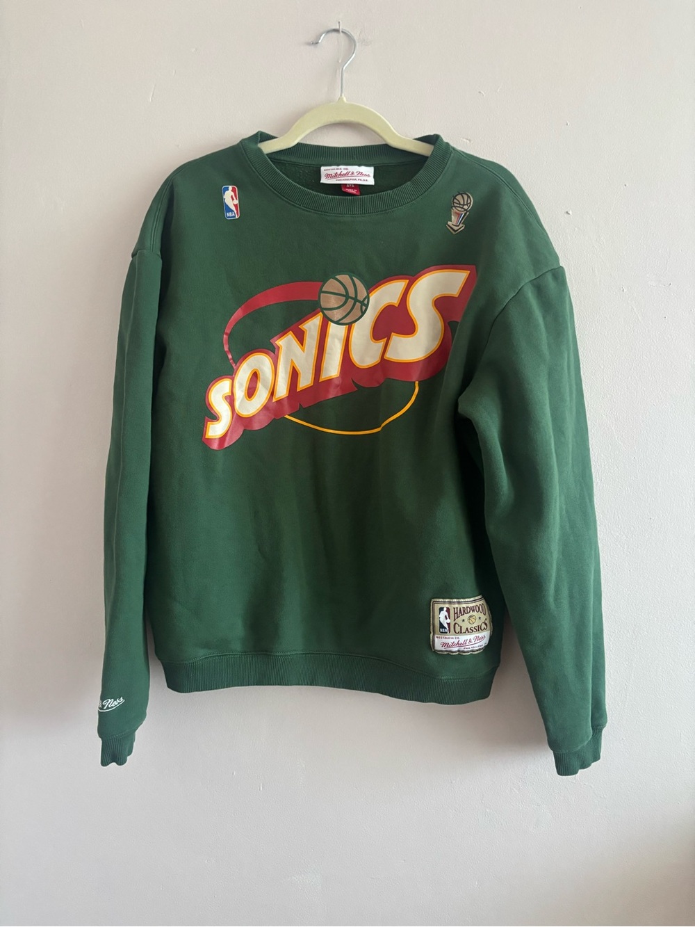Mitchell & Ness Green Seattle Sonics Logo Crewneck Sweatshirt